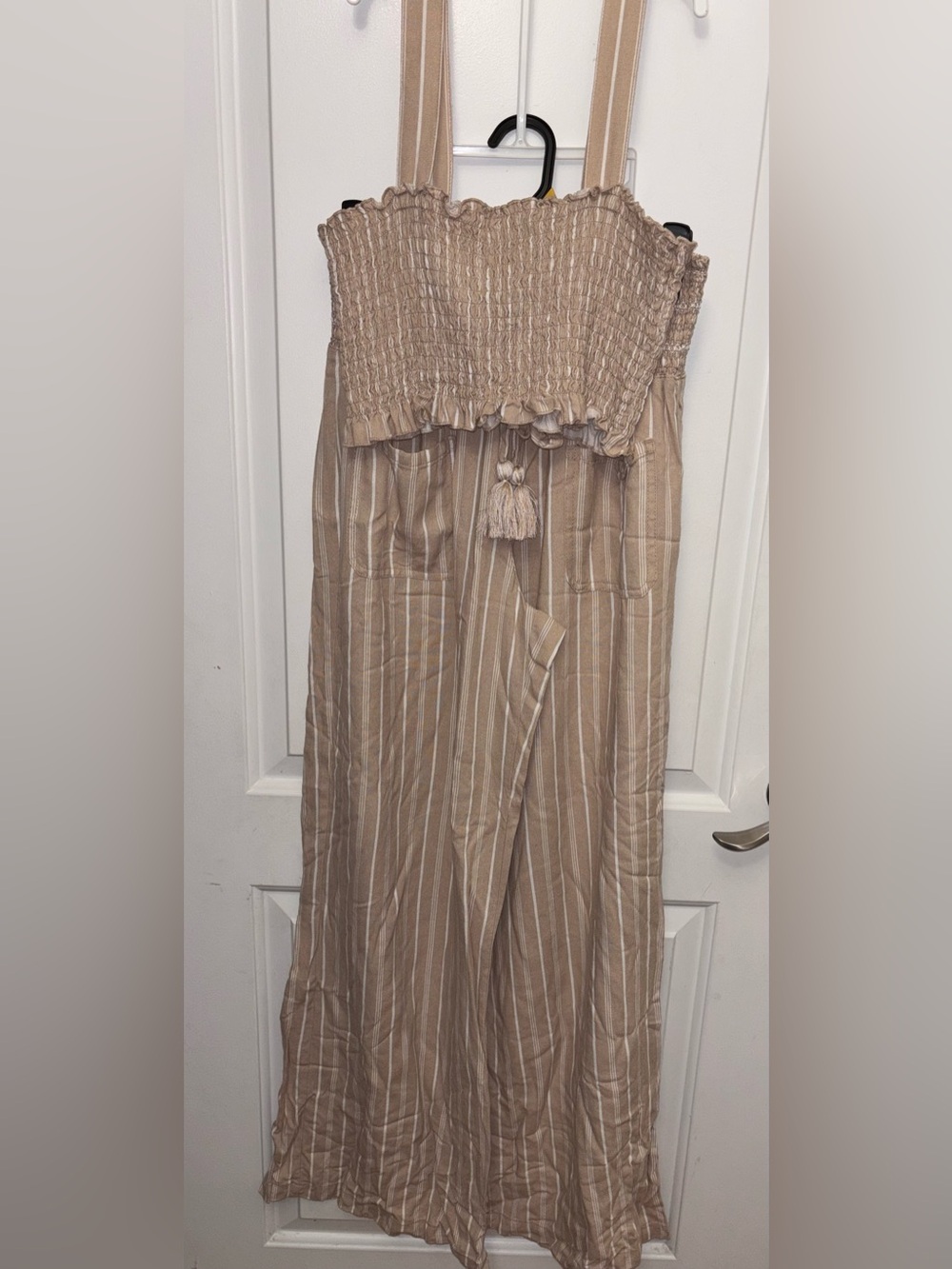 NWOT- Neutral Beige Striped Wide-Leg Two Piece set